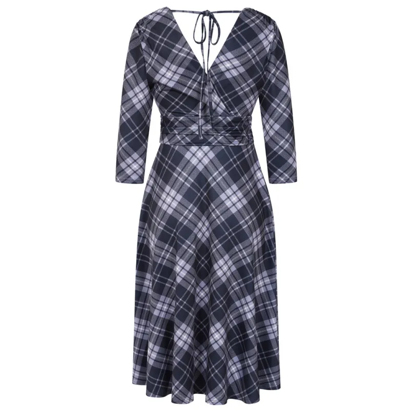 Arabella Dress - Soft Blue Tartan